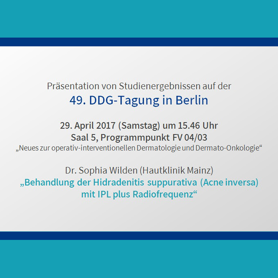 Newsbild zur Präsentation von Studienergebnissen der NICE-Studie der Hautklinik Mainz auf der DDG-Tagung 2017