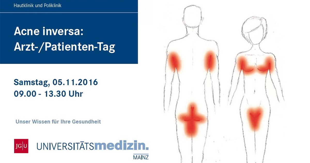 Einladungsflyer zum Acne inversa Arzt-/Patienten-Tag der Universitätsmedizin Mainz am 05.11.2016