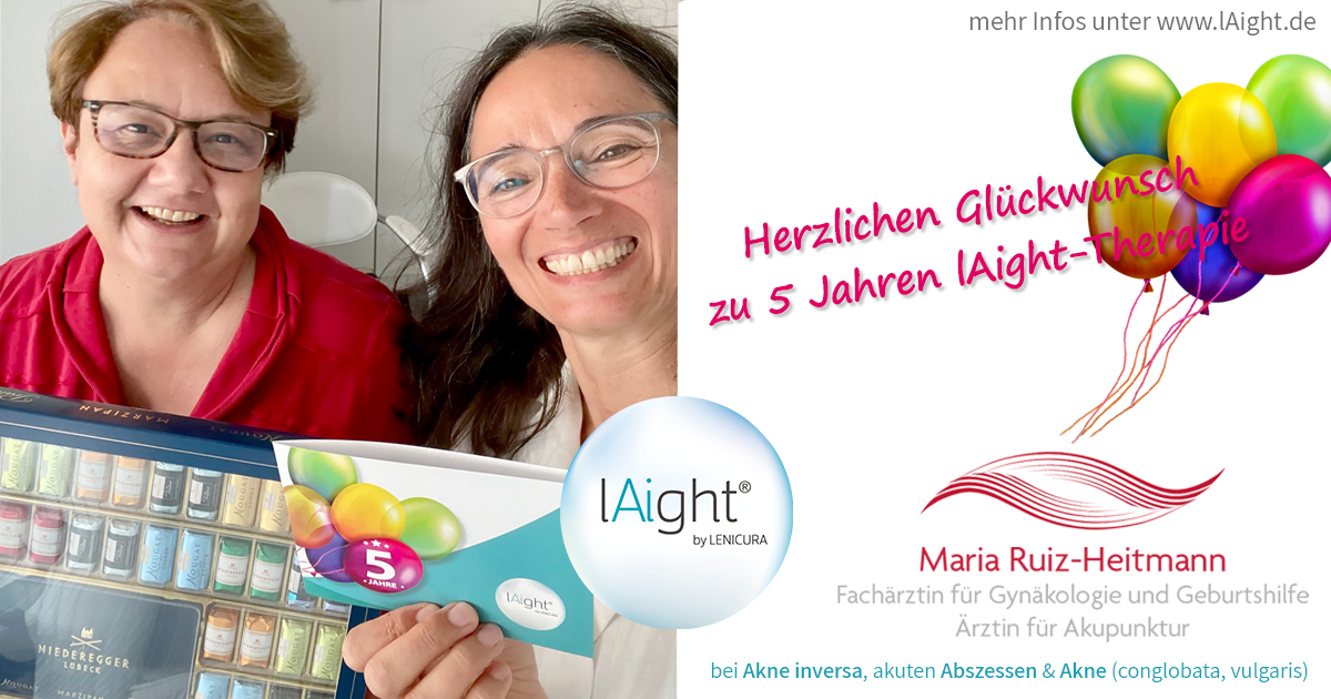 Maria Ruiz-Heitmann und ihr Team freuen sich über ihr 5-jähriges Jubiläum mit der LAight-Therapie bei Akne inversa